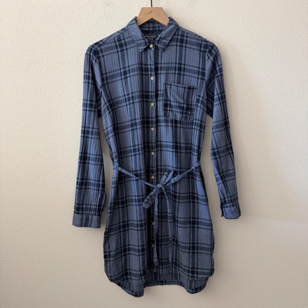 ABERCROMBIE & FITCH Women Cotton Plaid Flannel Dress Size Medium Academia Preppy